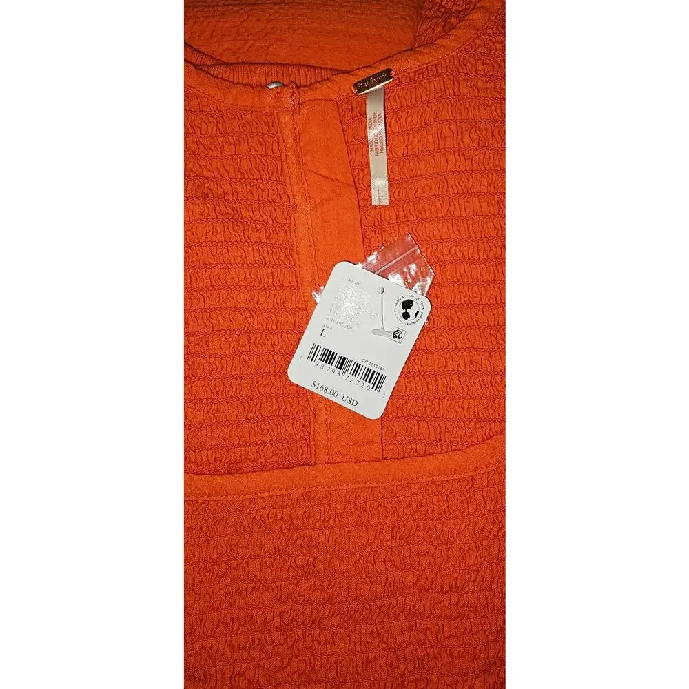 New FREE PEOPLE Braveheart Solid Set $168 Sz L Orange Convertible Skirt Dress